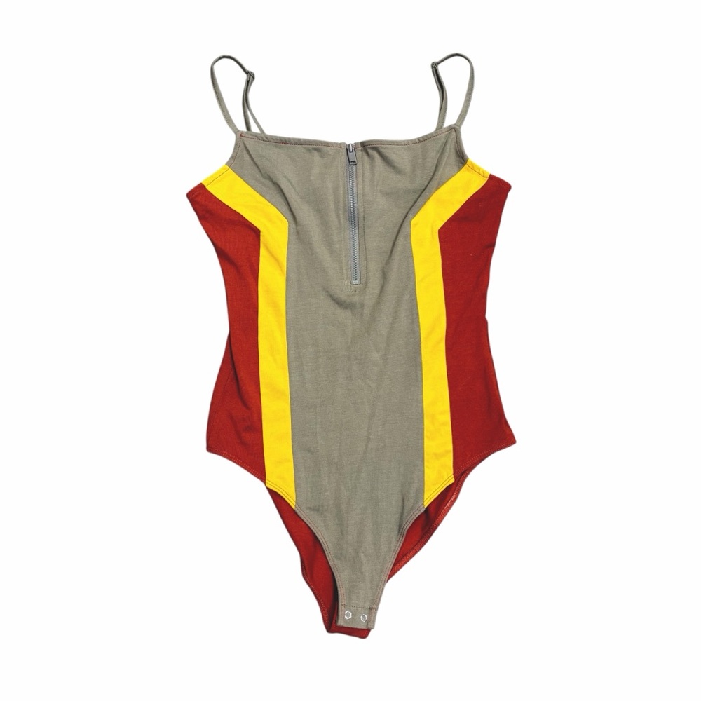 Forever 21 Colorblock Bodysuit with Zipper - Large